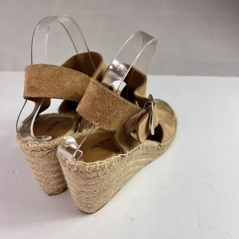 Via Spiga Sandals Sandals 9 M Nolan Espadrille Wedge Desert Suede Leather Buckle